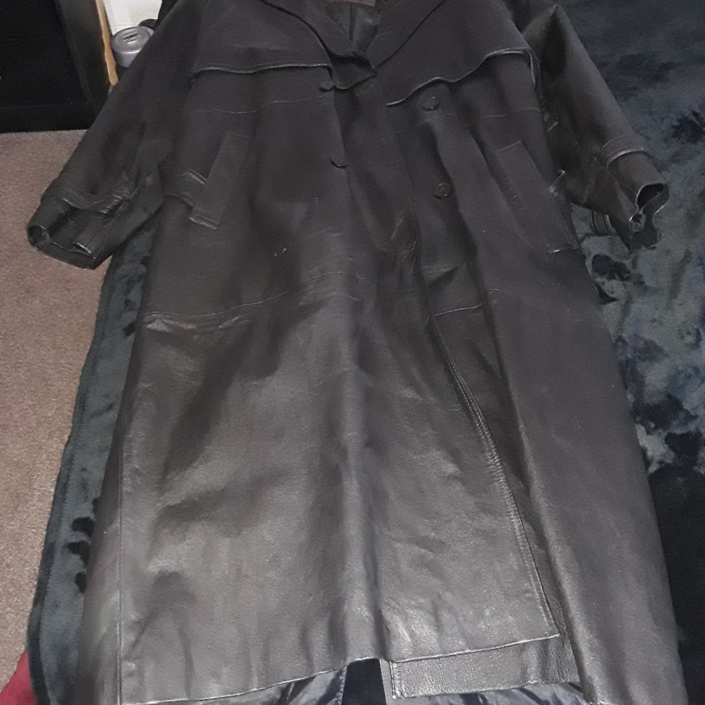 Black maxi leather coat